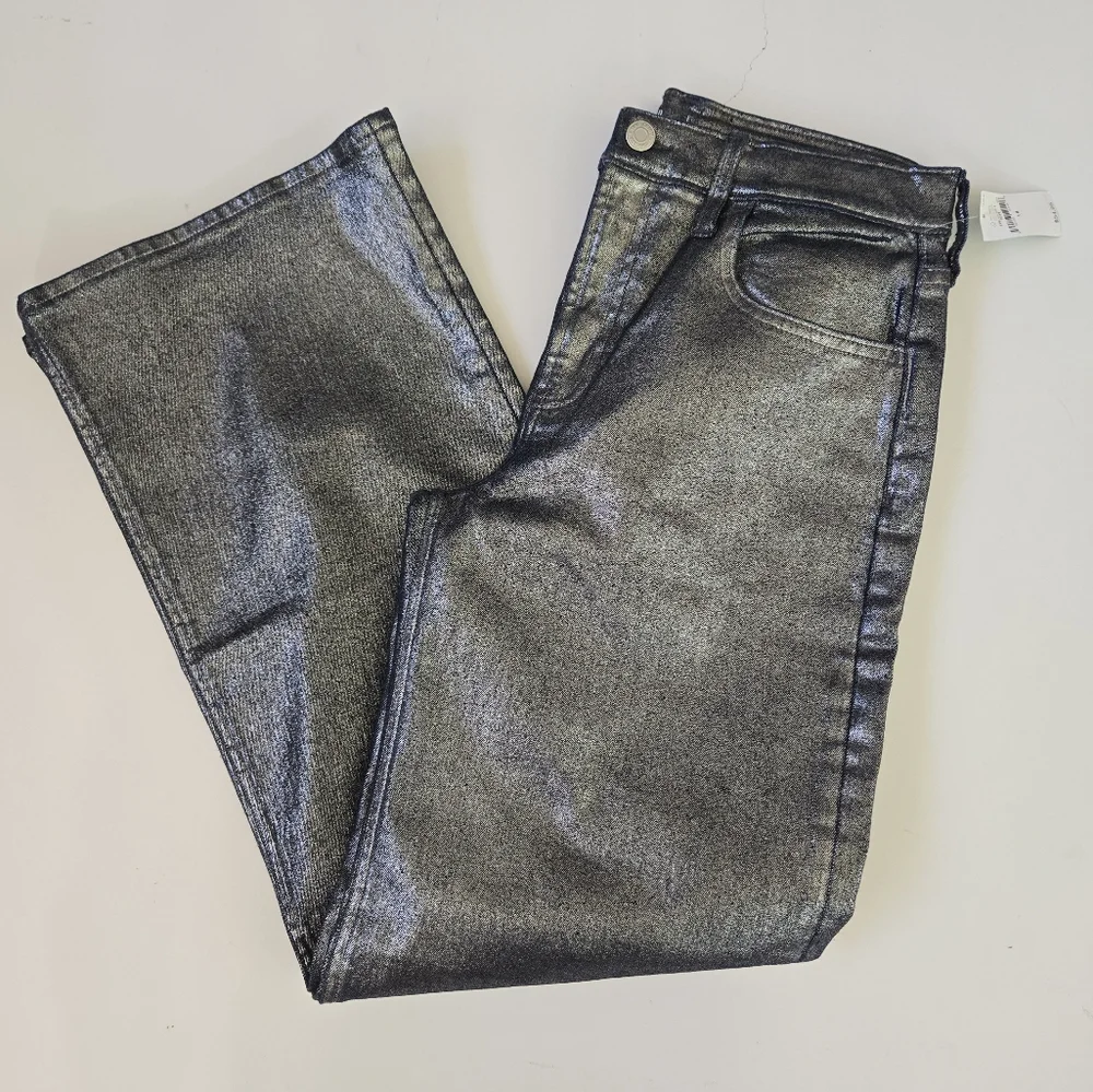 Gap Kids Low Stride Metallic Wide Leg Girls Size 16 Denim Jeans Adjustable Waist